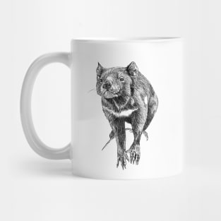 Tasmanian Tassie Devil scientific nature black ink pen drawing illustration Mug